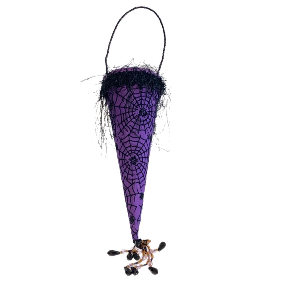 Katherine's Collection ~ CANDY CONTAINER Cone HALLOWEEN Purple Black Spider Web